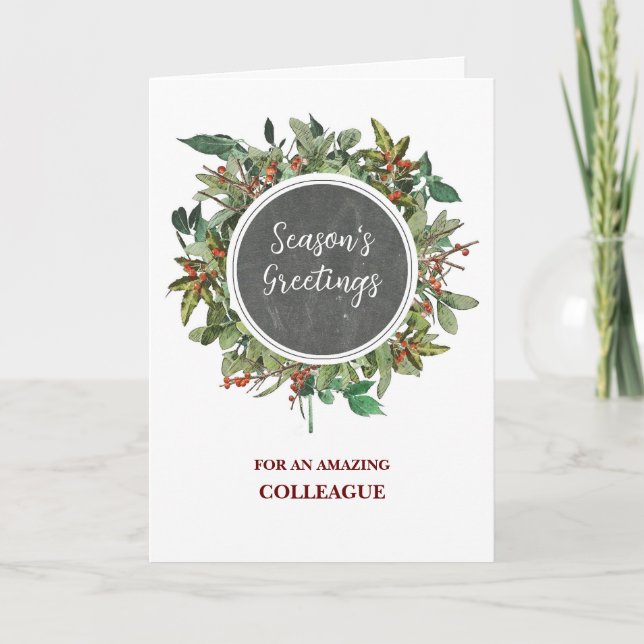 Carte Fête de Noël du collègue rustique (Devant)