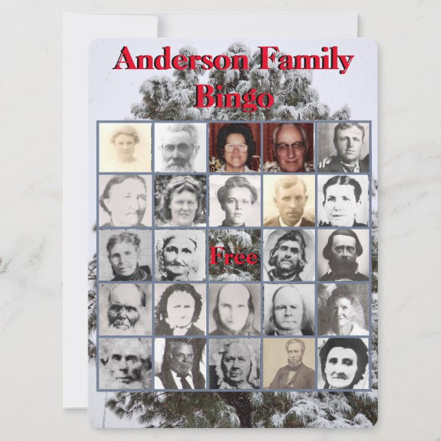 Carte Fête de Noël en famille Photo Bingo SnowTree (Devant)