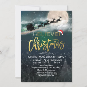 Carte Fête de Noël Santa Hat Reindeer Sleigh