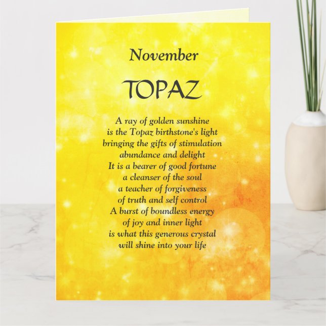 Carte Fête de novembre Topaz Salutation (Devant)