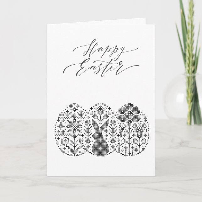 Carte Fête de Pâques Noire et Blanc (Devant)