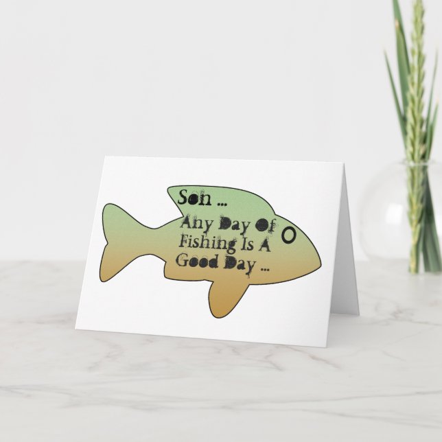 Carte Fête de pêche pour le fils, gros poisson devant. (Devant)
