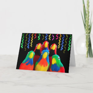 Carte Fête de perroquets mignonne Anniversaire