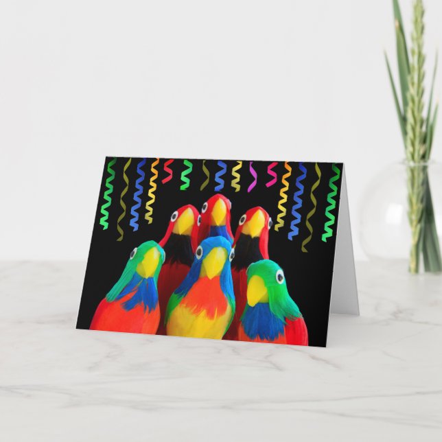 Carte Fête de perroquets mignonne Anniversaire (Devant)