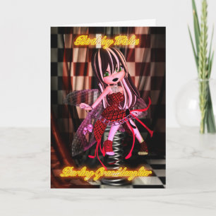 Carte Fête de petite fille avec Moonies Cutie Pie Goth