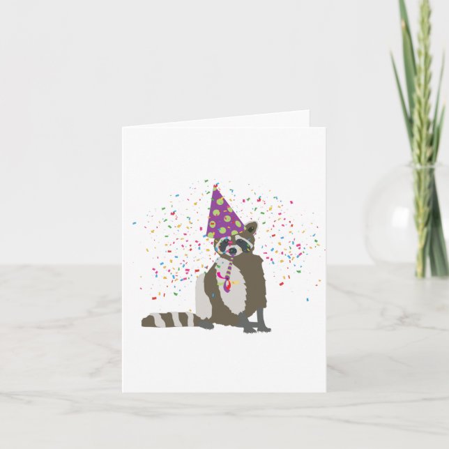 Carte Fête de raton laveur - Animaux faisant la fête (Devant)