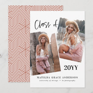 Carte Fête de remise de diplômes en terre cuite géométri