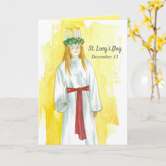 Carte Fête de Saint Lucy 13 décembre Chrétien (Fleur jaune)