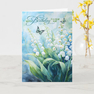Carte Fête de tante Muguet avec papillon