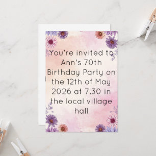 Carte Fête de thé florale pour les 70 ans de jardin de c