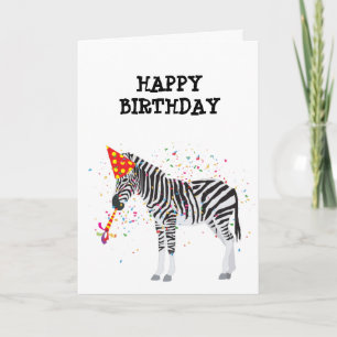 Carte Fête de zèbre - Animaux à la fête d'anniversaire