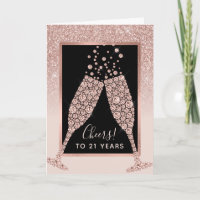 Fête des 21 ans Toast au Champagne Pailleté Rose B