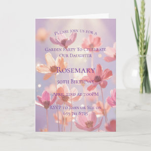 Carte Fête des 50 ans de la fille Hyper Bloom Pastel Rêv