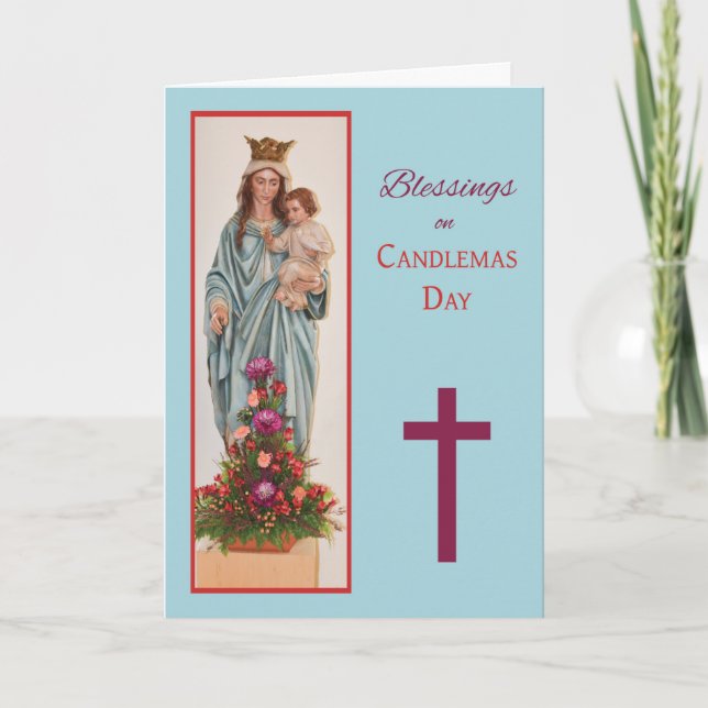 Carte Fête des chandeliers Marie Holding bébé Jésus avec (Devant)
