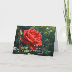 Carte Fête des grands-parents Mamie Citation Rose rouge