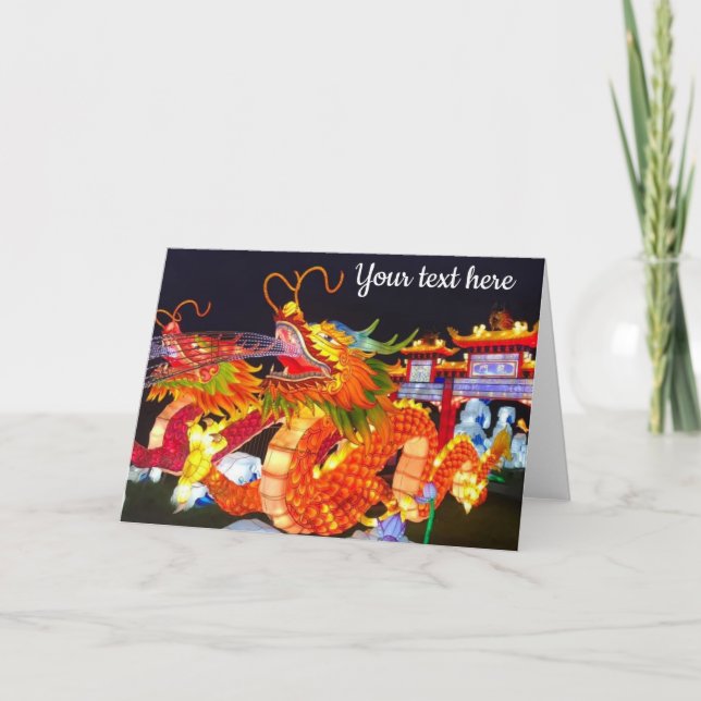Carte Fête des lumières de Noël Lanterne de dragon chino (Devant)