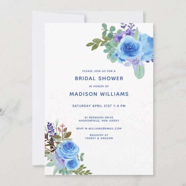 Carte FÊTE DES MARIÉES aquarelle Floral (Devant)