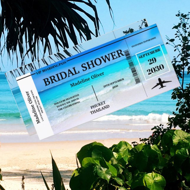 Carte Fête des mariées Boarding Pass Destination Tropica (Créateur téléchargé)