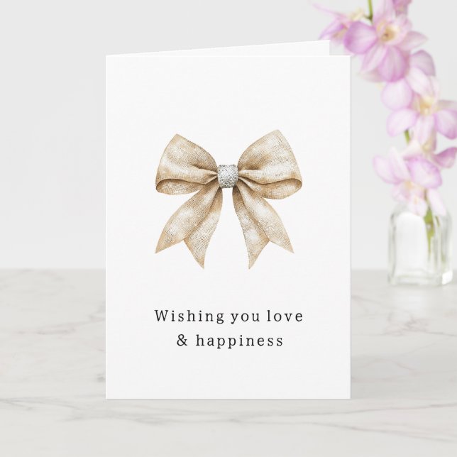 Carte Fête des mariées chic Crème argentée Glam Bow (Orchidée)