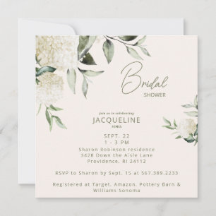 Carte Fête des mariées Crème Carré White Hydrangeas