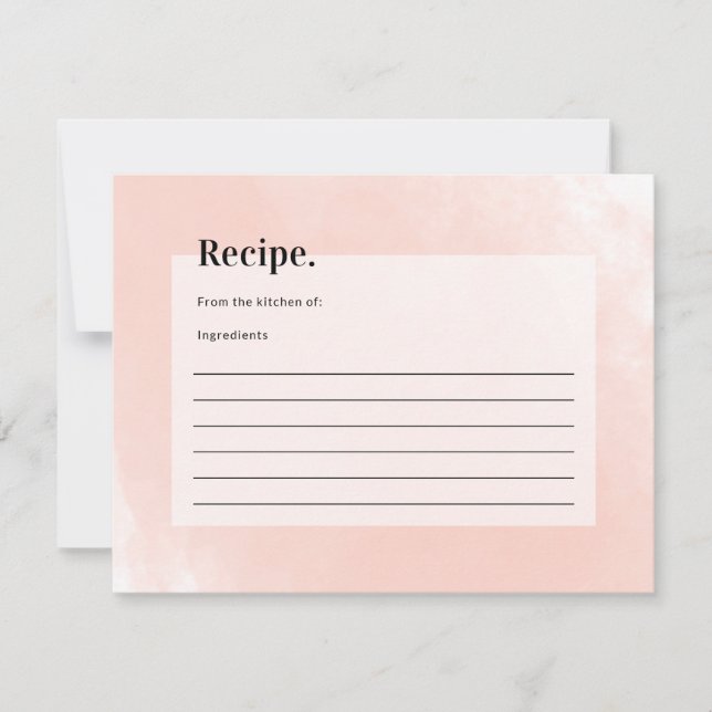 Carte Fête des mariées d'aquarelle rose simple Recette (Devant)