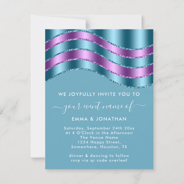 Carte Fête des mariées de Mariage de code QR violet bleu (Devant)