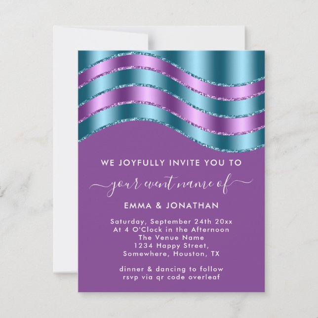 Carte Fête des mariées de Mariage de code QR violet viol (Devant)