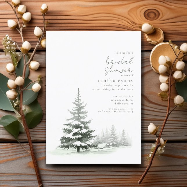 Carte Fête des mariées de mariage d'hiver rustique Green (Créateur téléchargé)