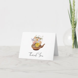 Carte Fête des mariées Florale Teapot Tea Party Merci