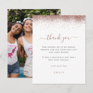 Carte Fête des mariées photo rose Parties scintillant or
