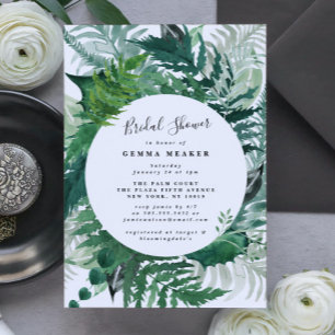 Carte Fête des mariées verte feutrée moderne aquarelle