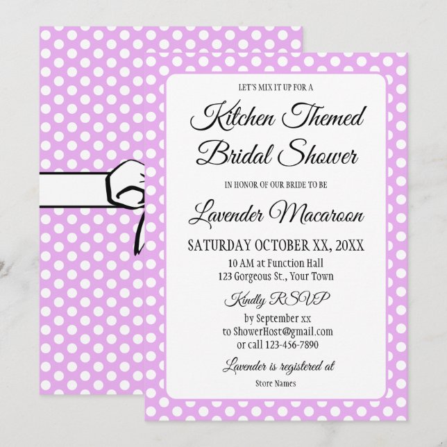 Carte Fête des mariées Vintage Pois vaches Lavande (Devant / Derrière)