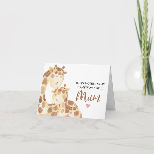 Carte Fête des mères à maman Giraffe Aquarelle (Devant)