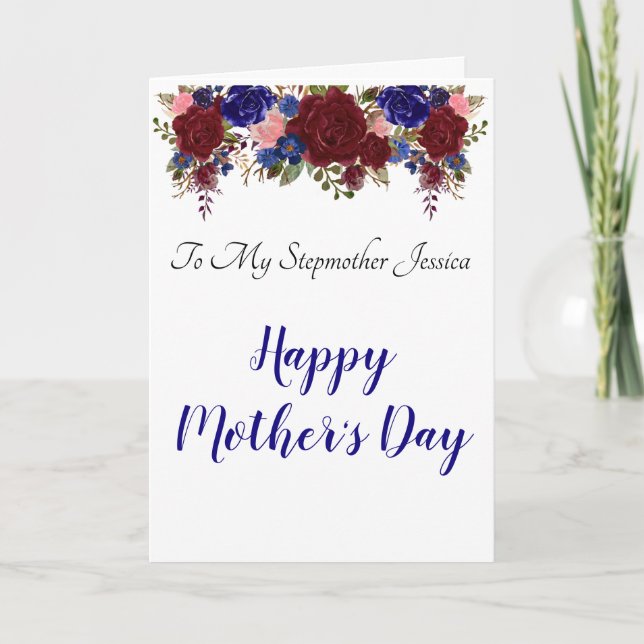 Carte Fête des mères à Stepmère Stepmaman Floral (Devant)