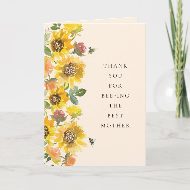 Carte Fête des Mères Abeille et Fleurs (Devant)