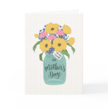 Fête des Mères Amie avec un pot Mason de fleurs ja