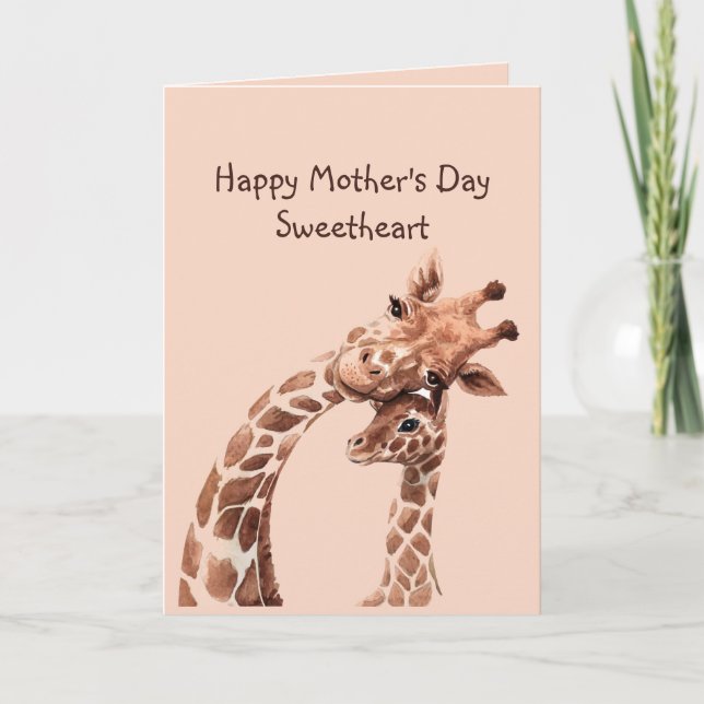 Carte Fête des mères amour amoureux Giraffe animal (Devant)