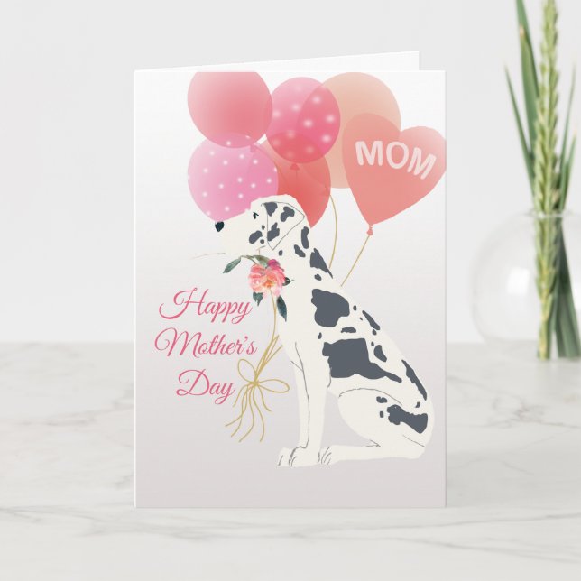 Carte Fête des Mères Amour de Spotted Great Dane Chien (Devant)