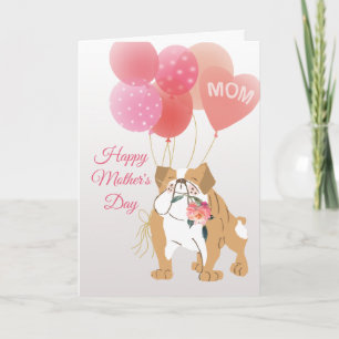 Carte Fête des mères Amour de ton chien de taureau doux