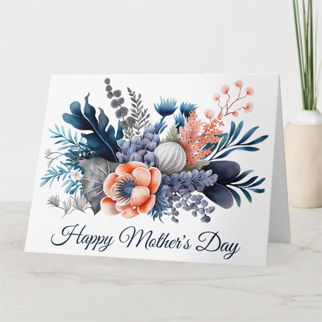 Carte Fête des mères aquarelle florale (Devant)
