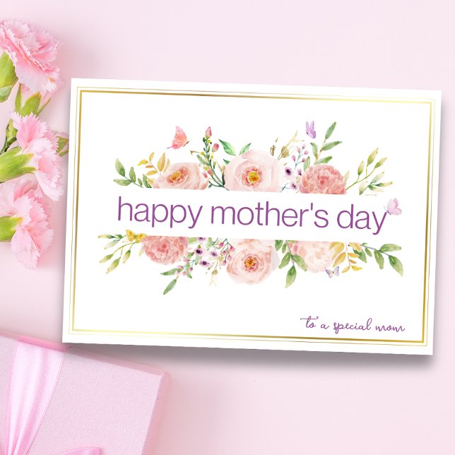 Carte Fête des Mères aquarelle florale joyeuse (Créateur téléchargé)