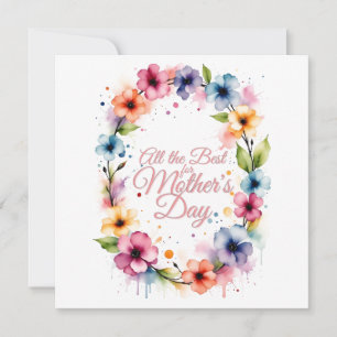 Carte Fête des mères Aquarelle Florale Wreath