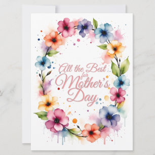 Carte Fête des mères Aquarelle Florale Wreath