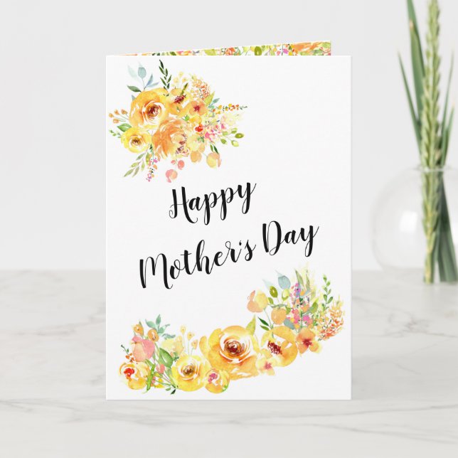 Carte Fête des mères Automne Jaune Floral Custom Design (Devant)