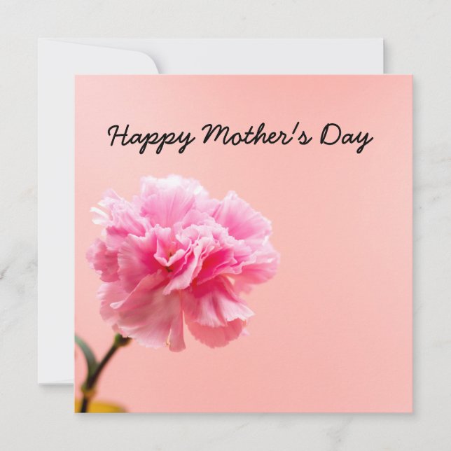 Carte Fête des Mères aux fleurs de carnation rose sur ro (Devant)