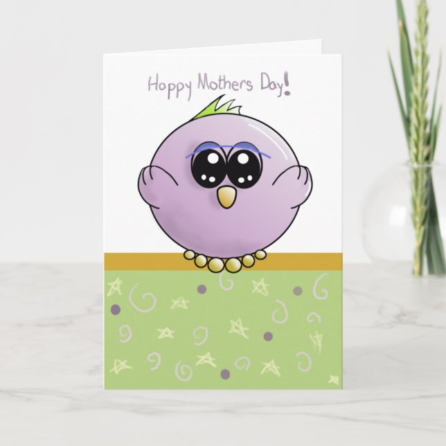 Carte Fête des mères Bébé pourpre Oiseau (Devant)