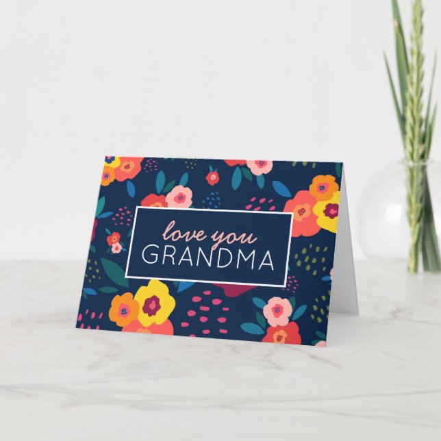 Carte Fête des Mères Bleues : Amoureux de la grand-mère (Devant)