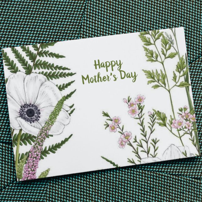 Carte Fête des mères botaniques fleurs sauvages feuillus (Créateur téléchargé)