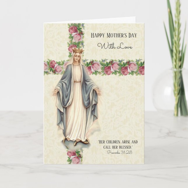 Carte Fête des Mères Catholiques Vierge Religieuse Marie (Devant)