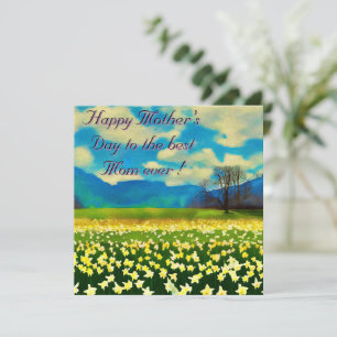 Carte Fête des mères - Champ de jonquilles - peinture